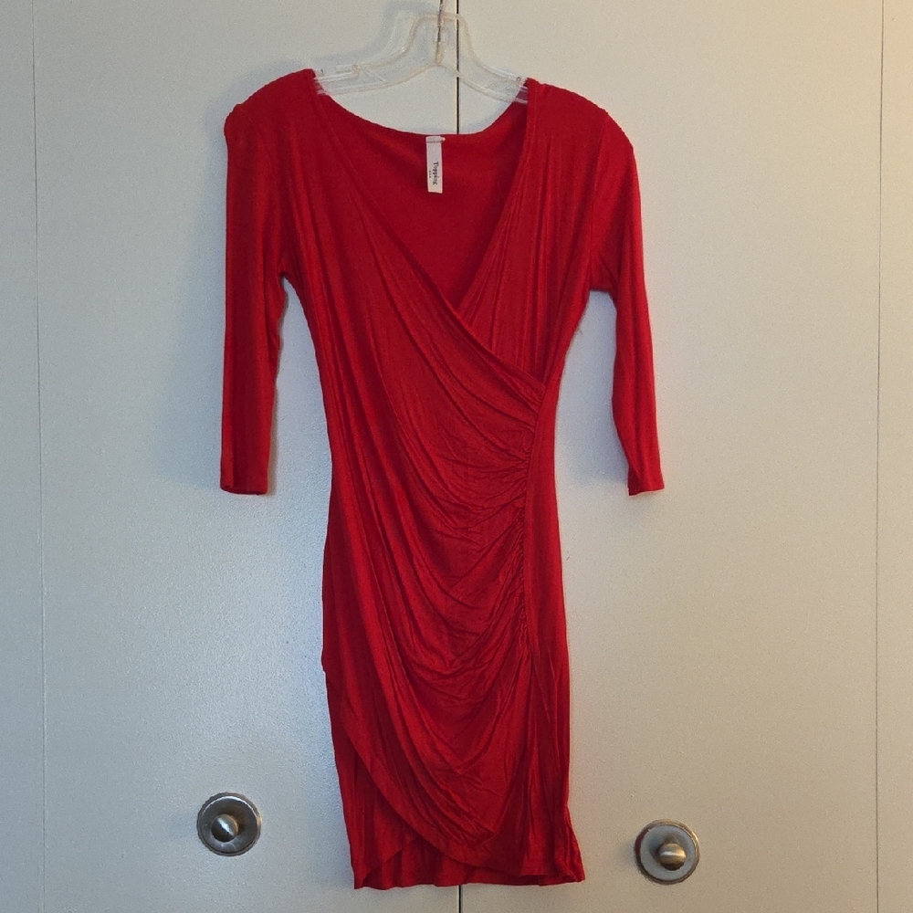 Ruched Red Dress